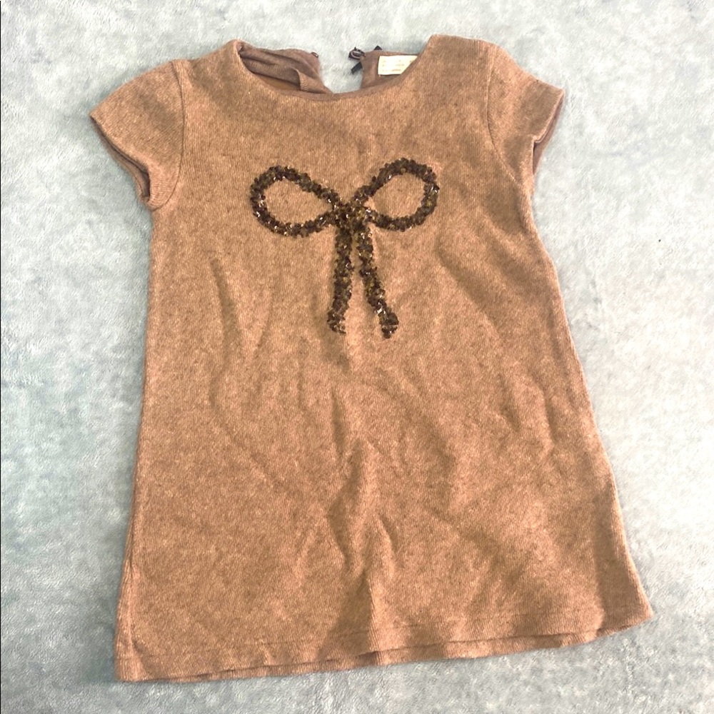 Girls' Zara Brown Tunic Top with Sequin Bow
